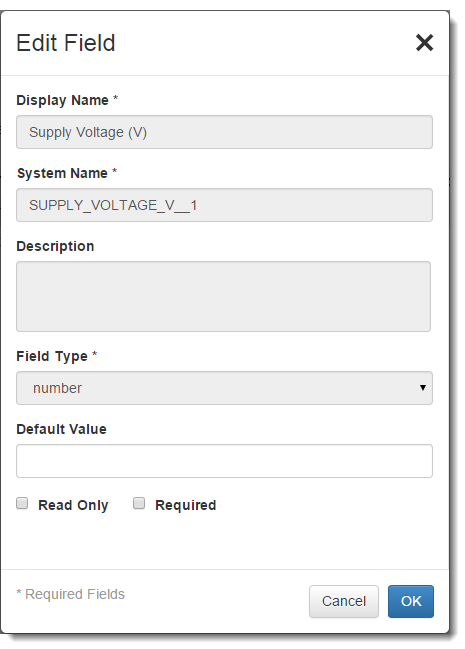 Edit field dialog