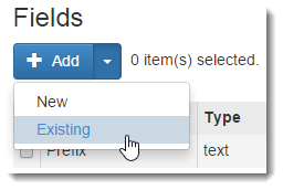 Setup an existing field