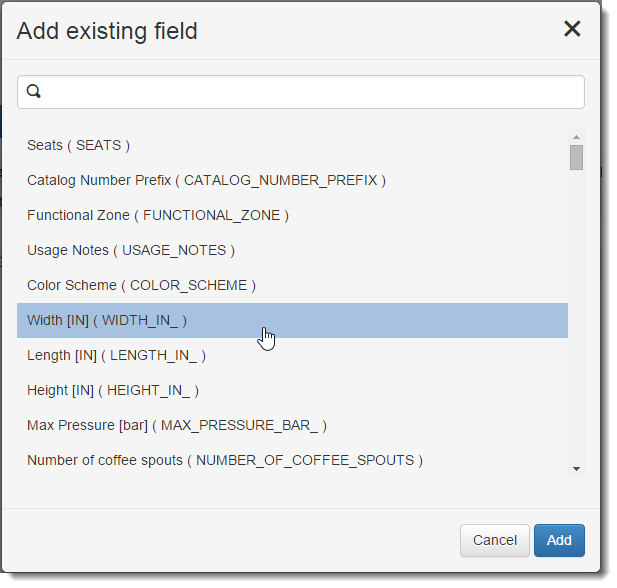 Setup an existing field dialog