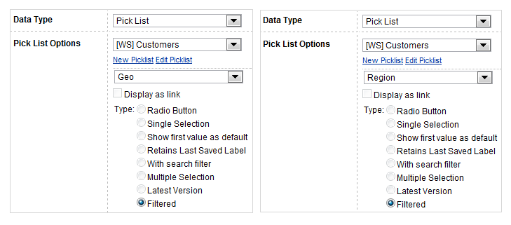 Multiple picklist filters