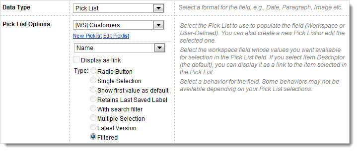 Picklist is filtered if Item Descriptor not used