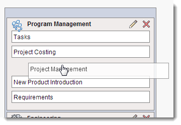 Drag and drop to reposition categories