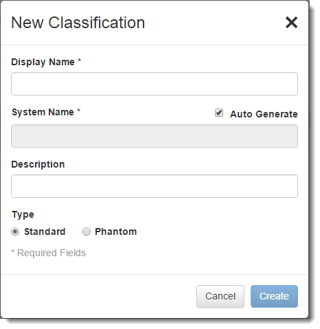 Classification dialog