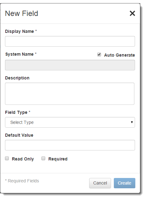 New field dialog