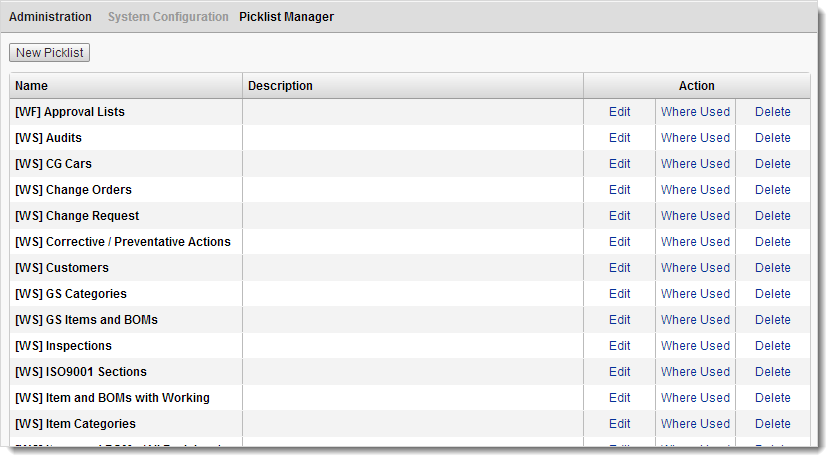 Picklist manager