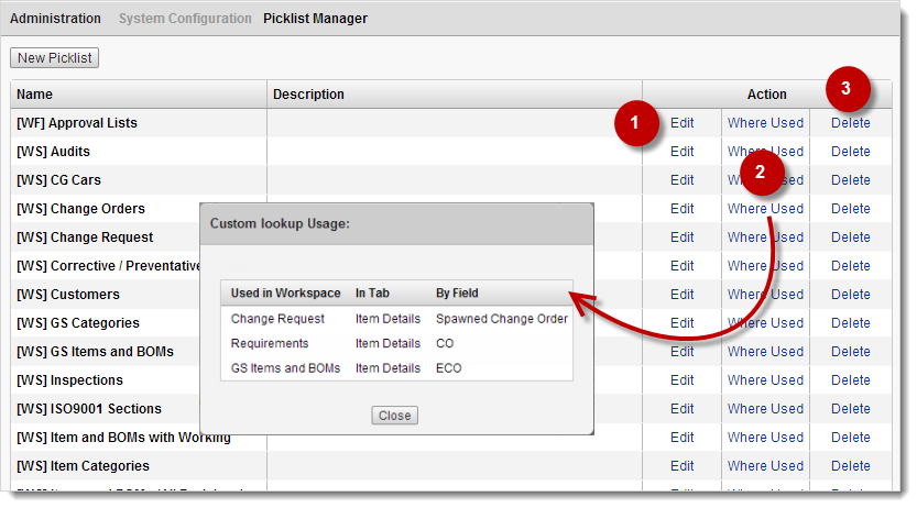 Picklist manager