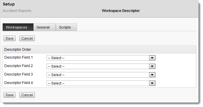 Set up descriptor fields