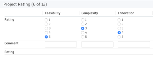 star rating selection