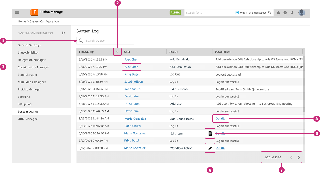 System Log UI