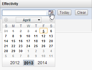 Effectivity date picker