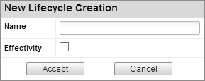 New lifecycle creation dialog