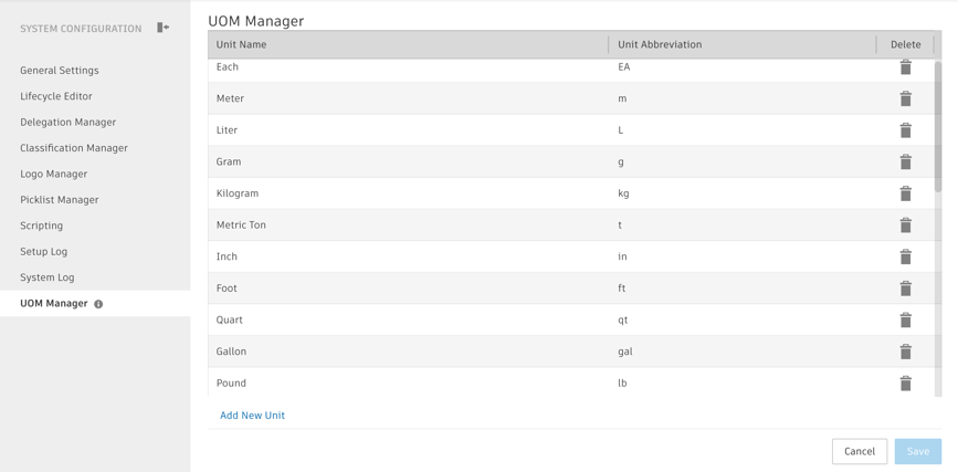 units of measure manager