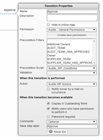 Edit transition properties