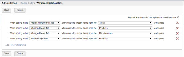 Setup workspace relationships