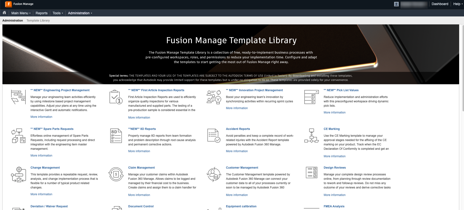 Fusion Manage Help | Install Templates | Autodesk