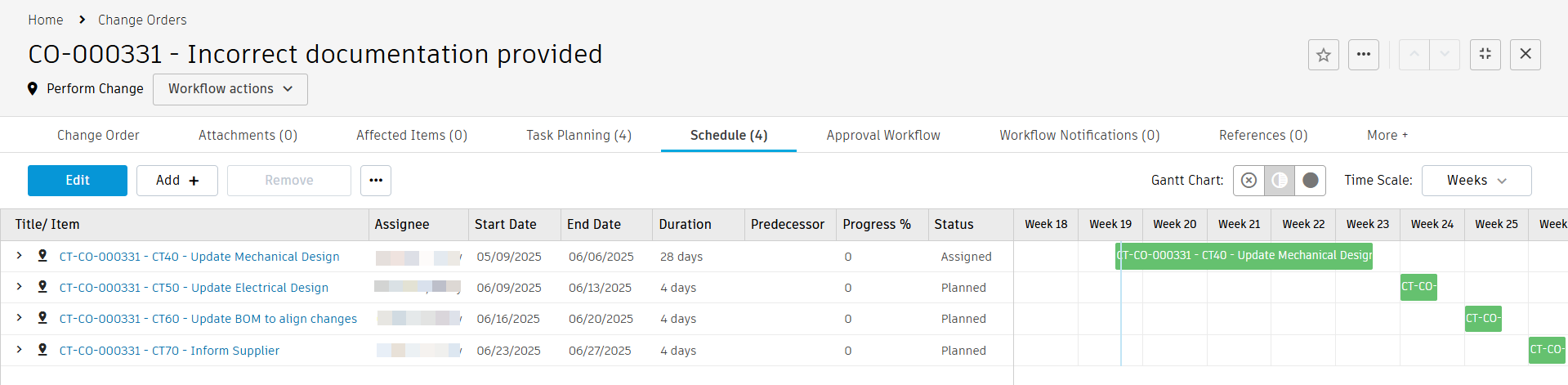 Schedule tab