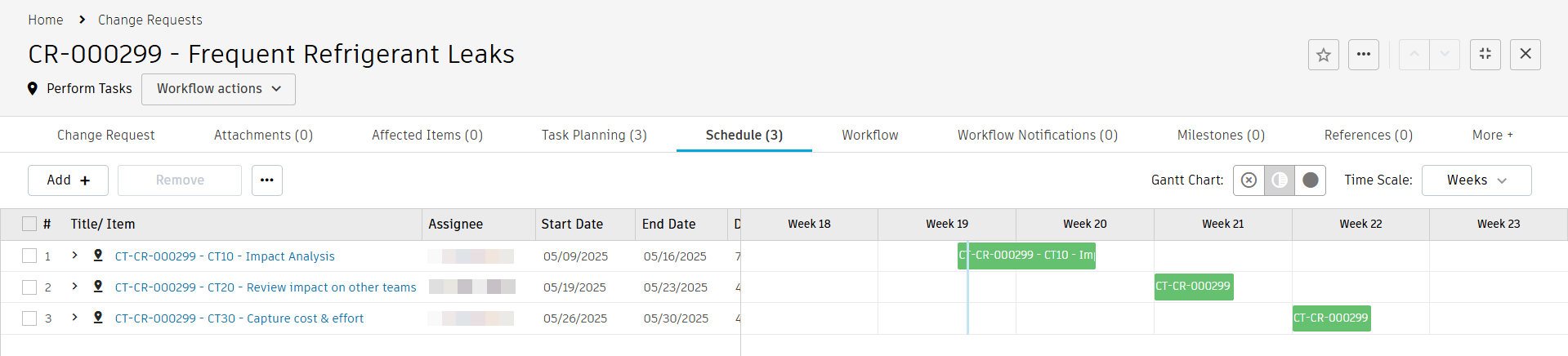 CR schedule