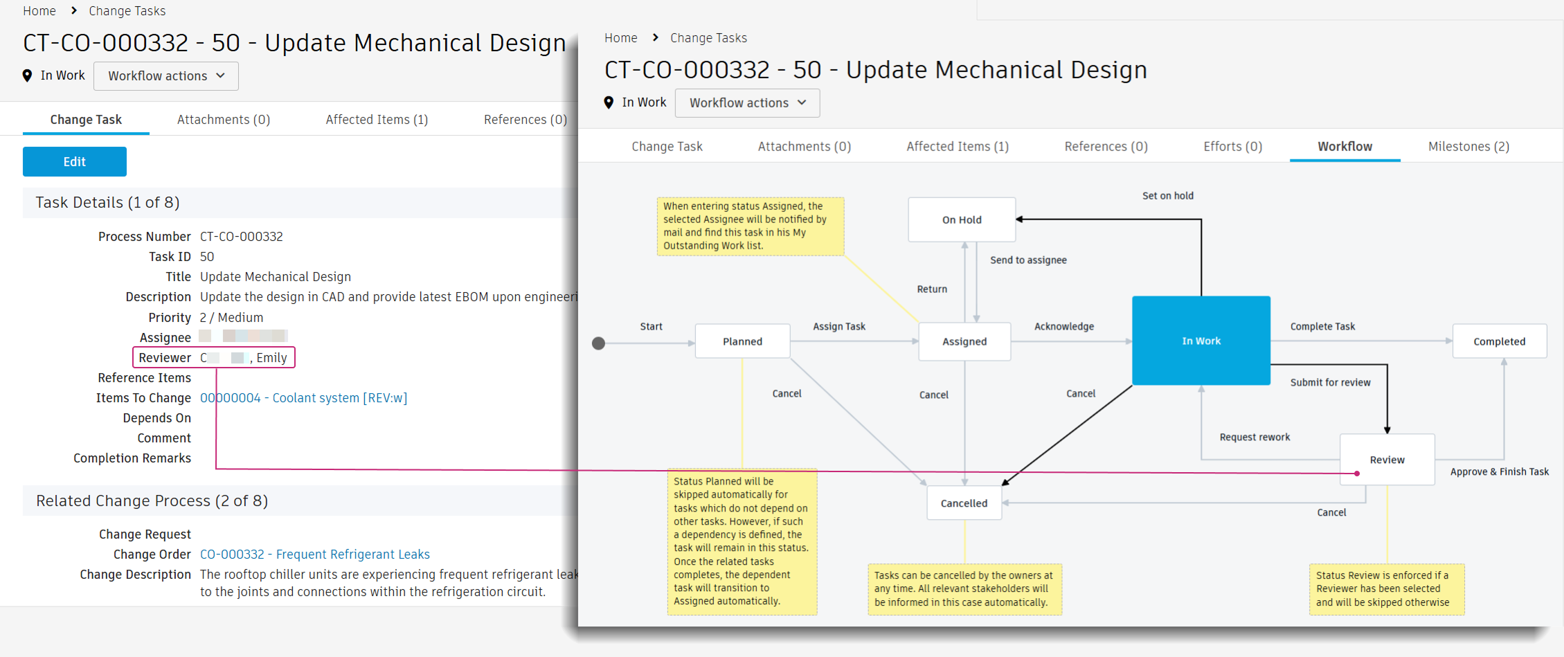 Task and Workflow tabs