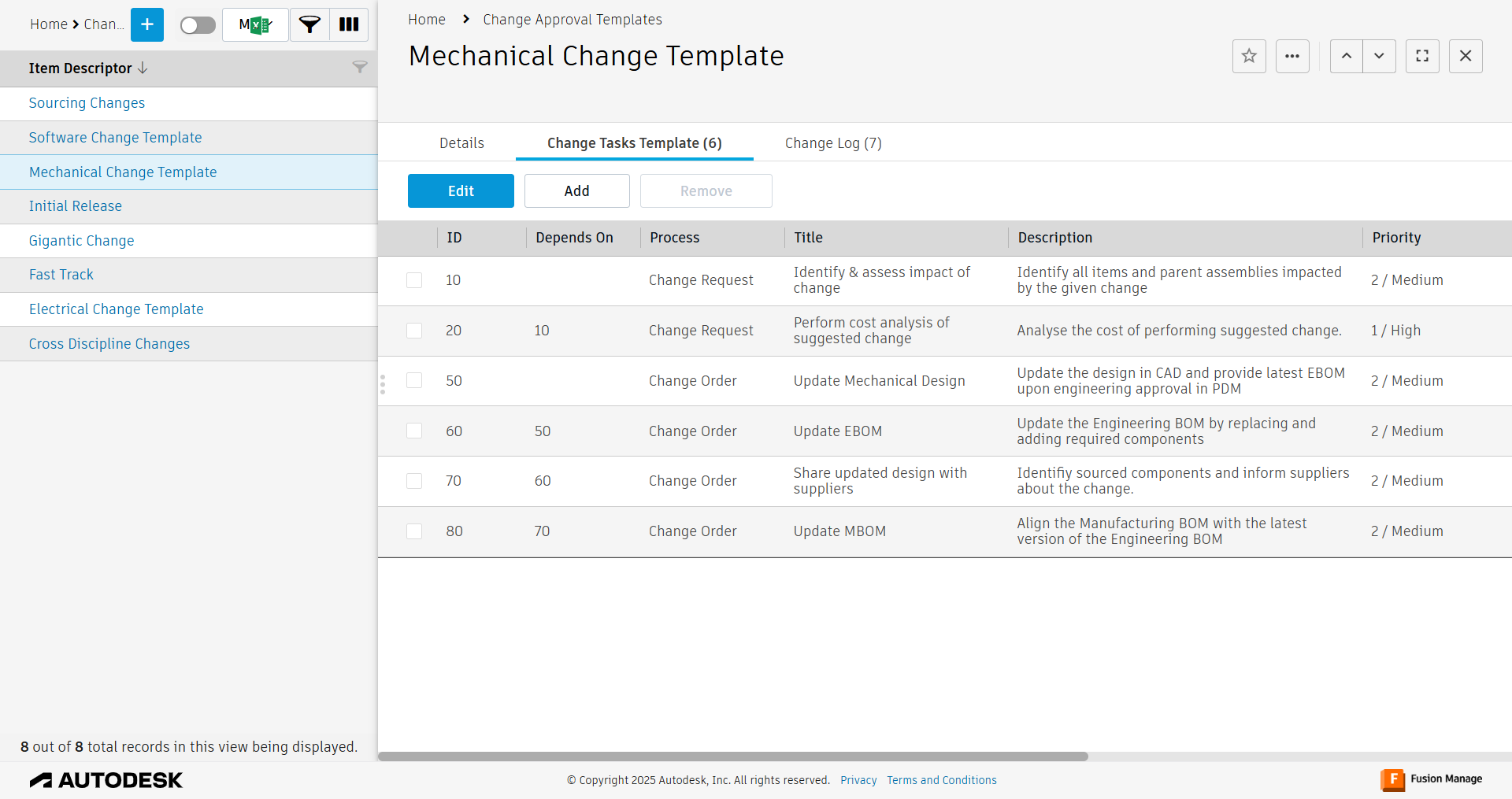 change templates