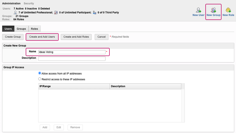 create groups for ideas voting workspace