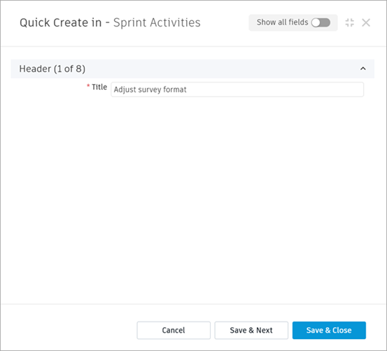 quick create project