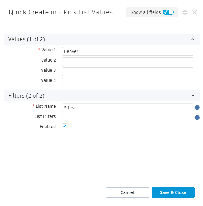 quick create