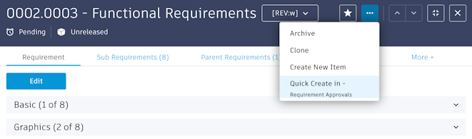 quick create menu