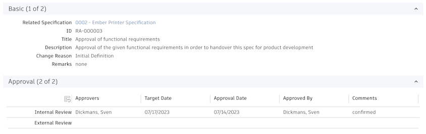 approval details