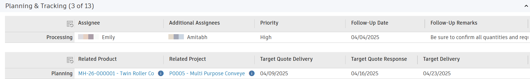 planning and tracking