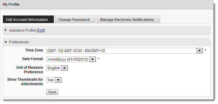 account preferences