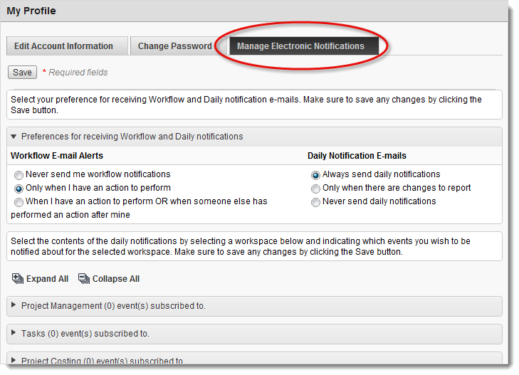 manage notifications