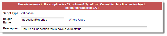 Script test error