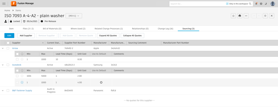 Sourcing tab