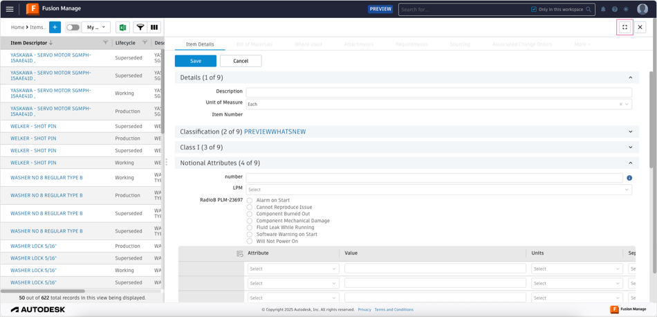 create item in split view