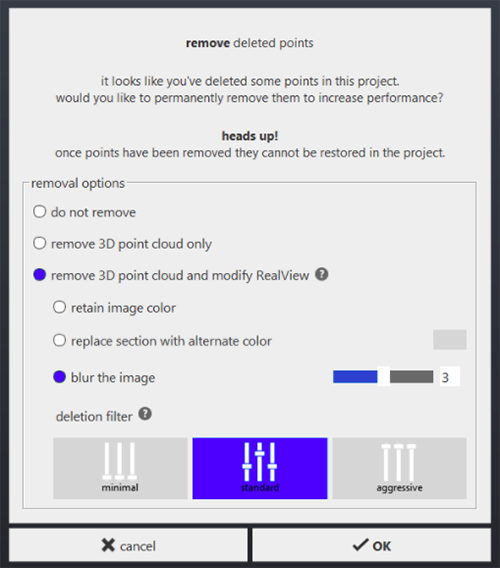 remove deleted points
