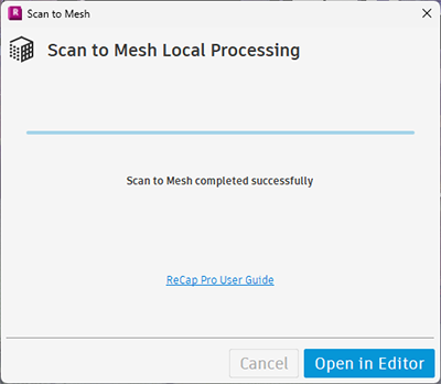 scan to mesh local processing