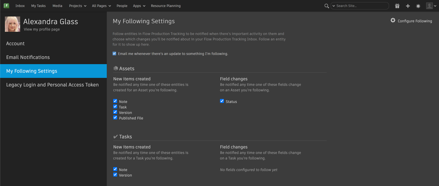 My Follow Settings on other Entities