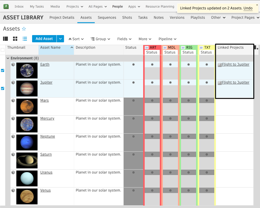 Cross-Project Asset Linking