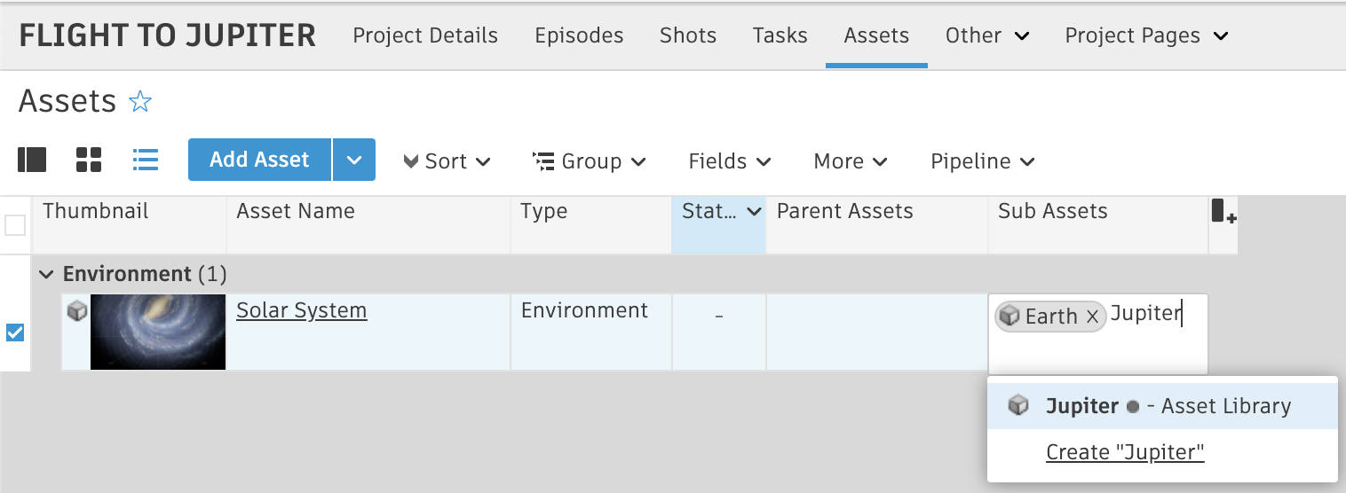 Cross-Project Asset Linking