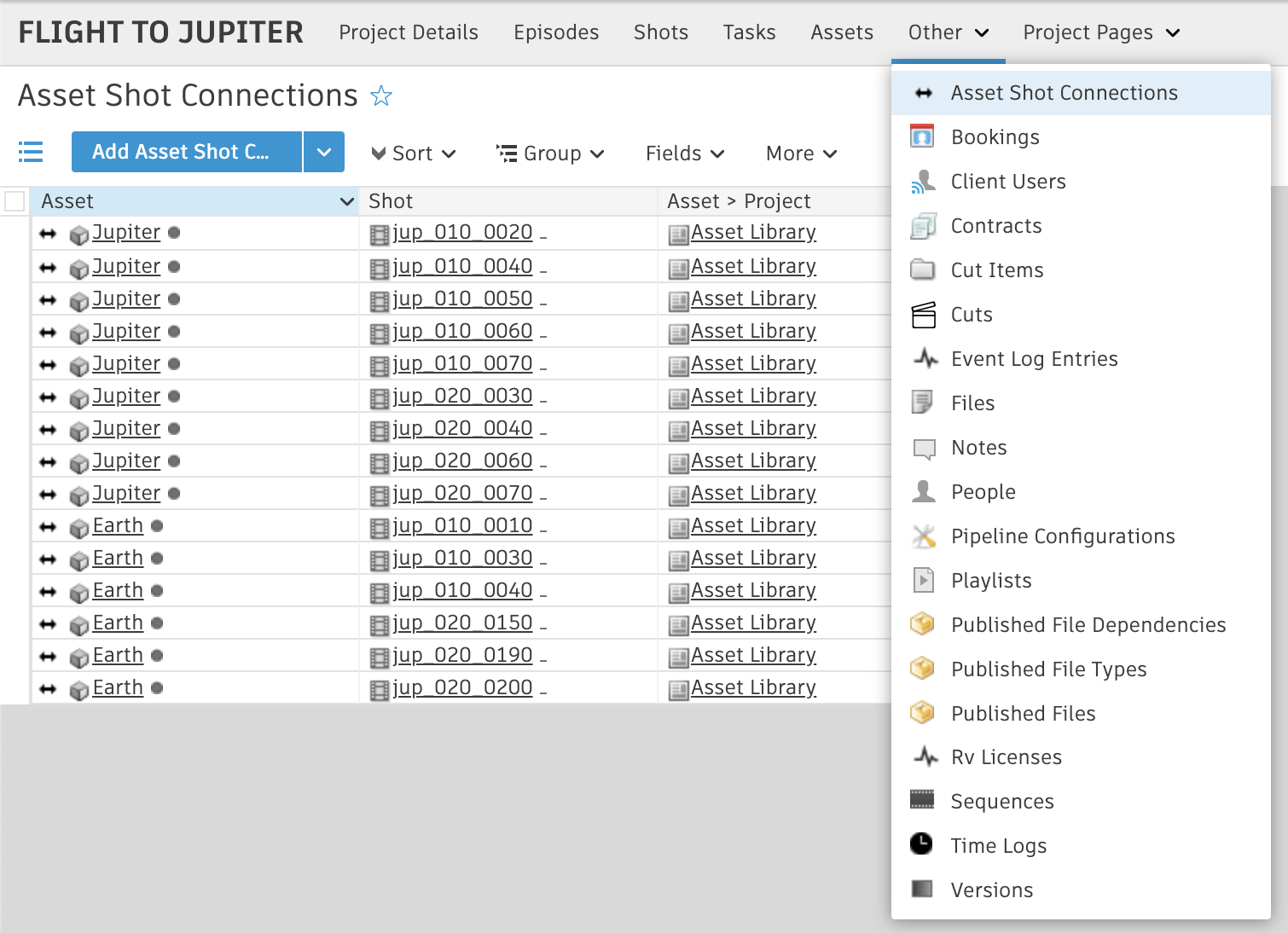 Cross-Project Asset Linking