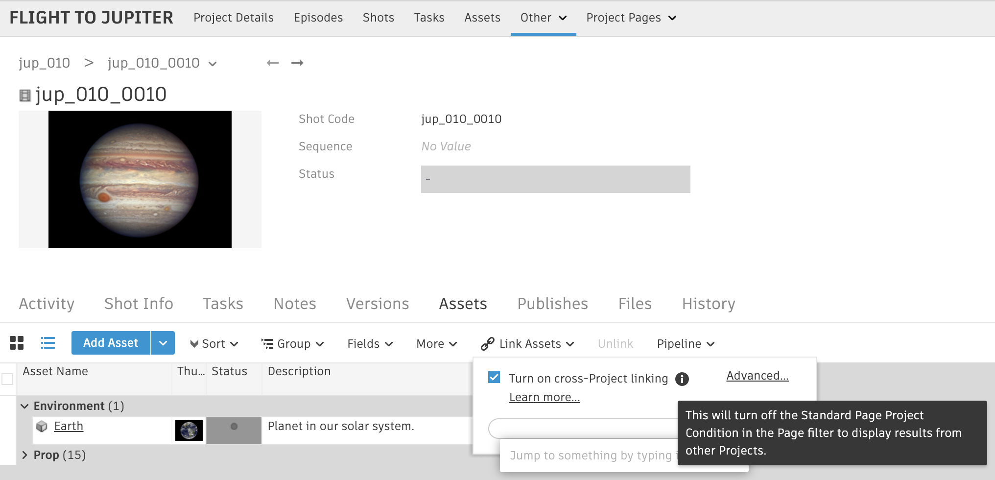 Cross-Project Asset Linking