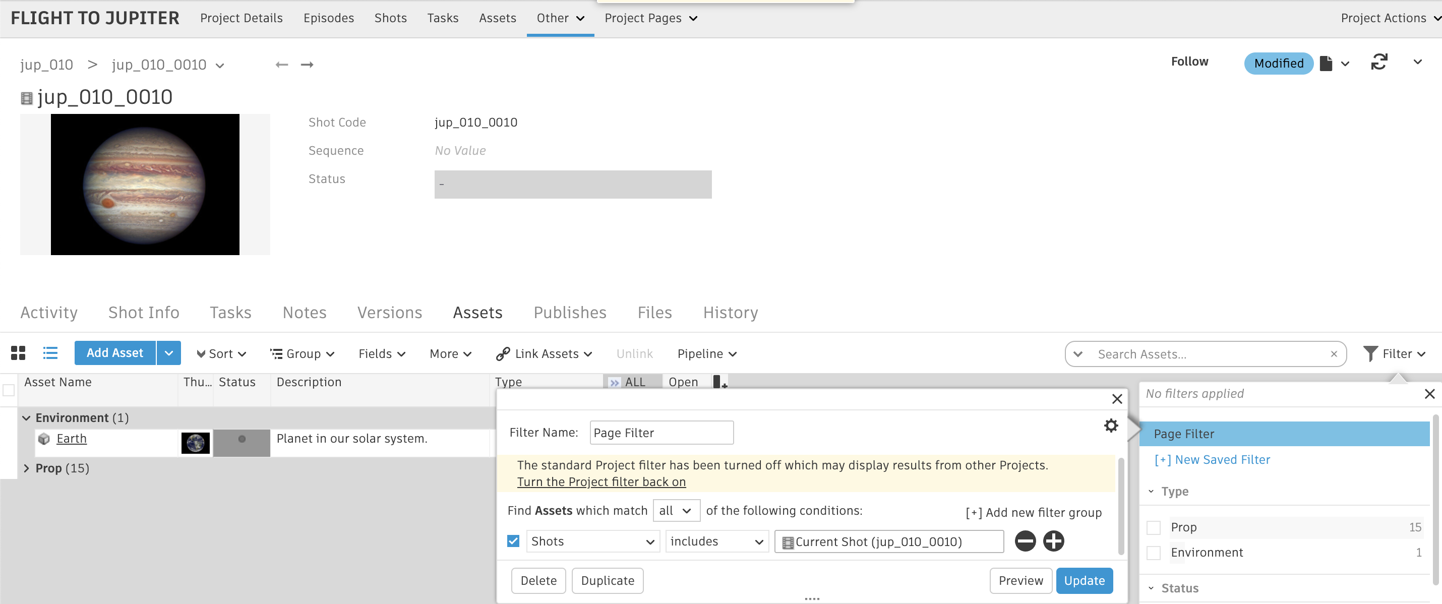 Cross-Project Asset Linking