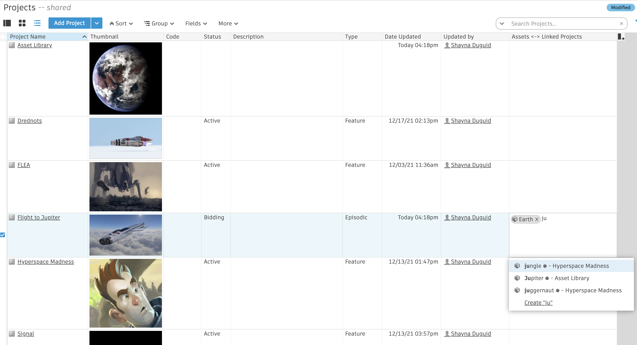 Cross-Project Asset Linking