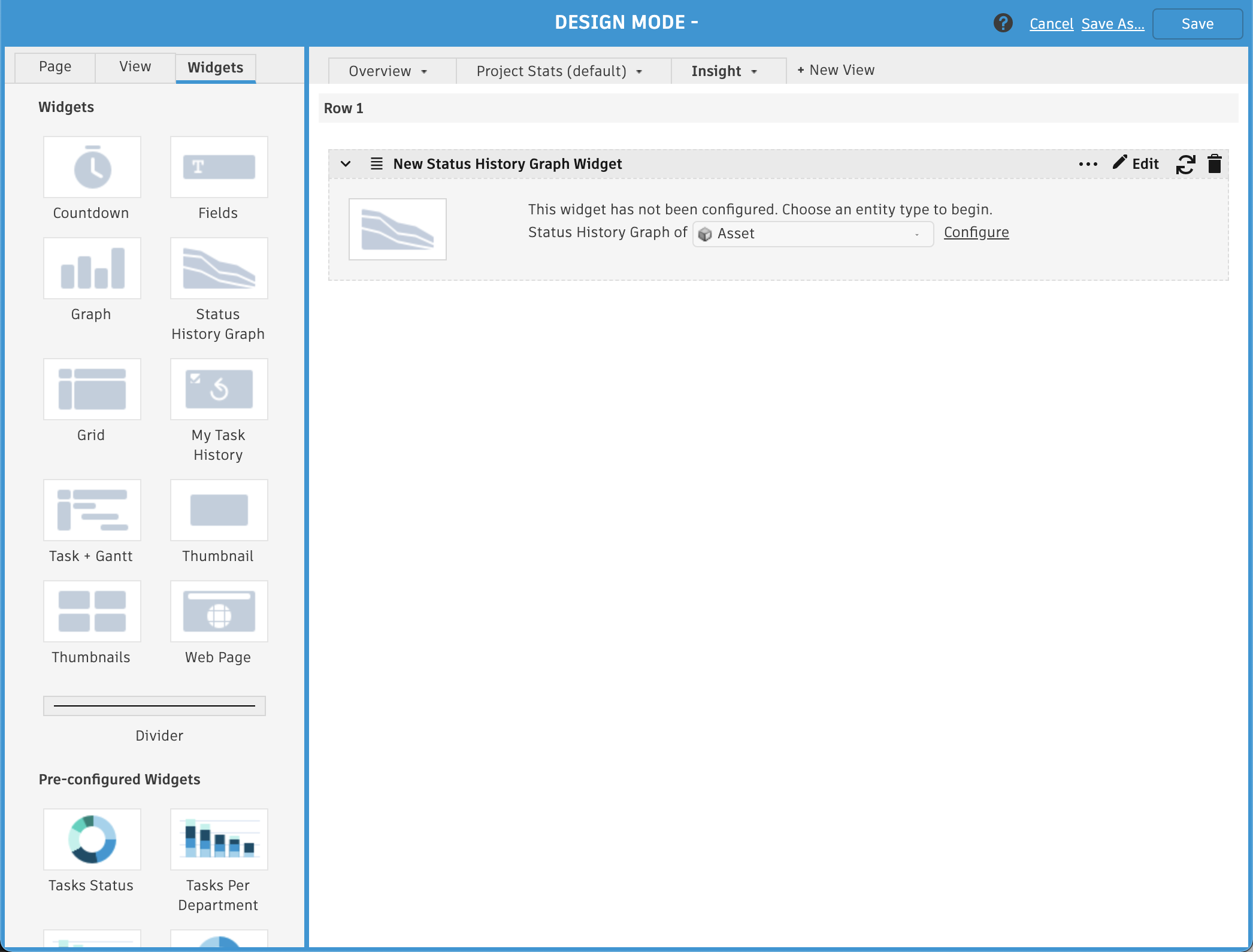 New status history graph widget