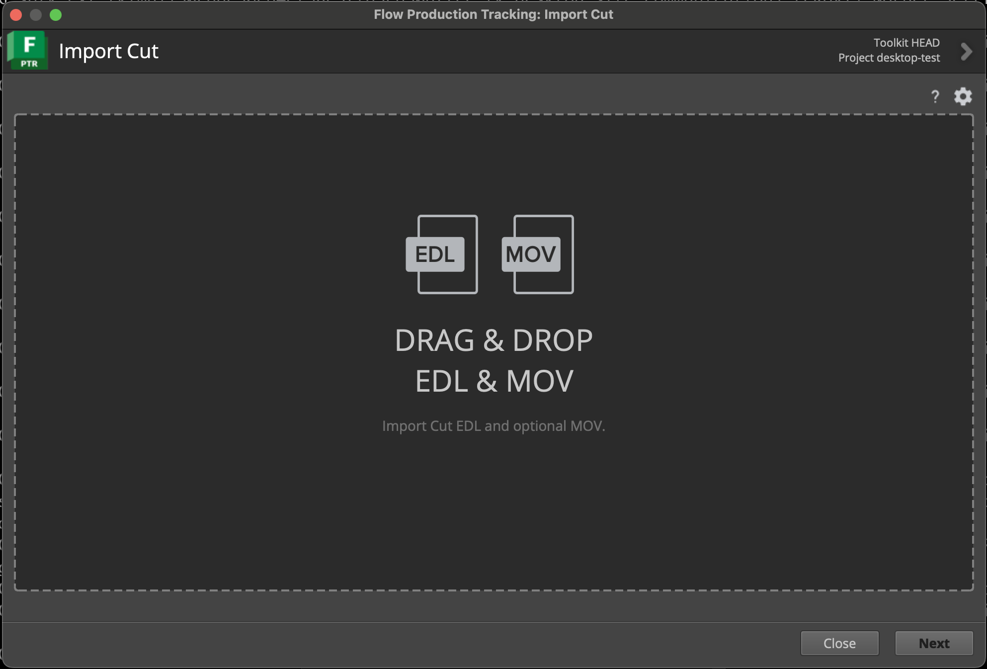 RV Import Cut Tool start screen