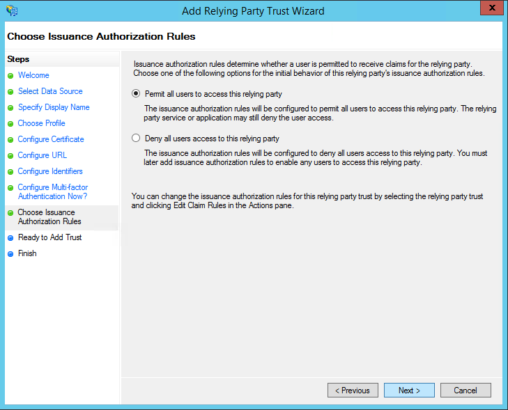 Add Relying Party Trust Authorization Rules
