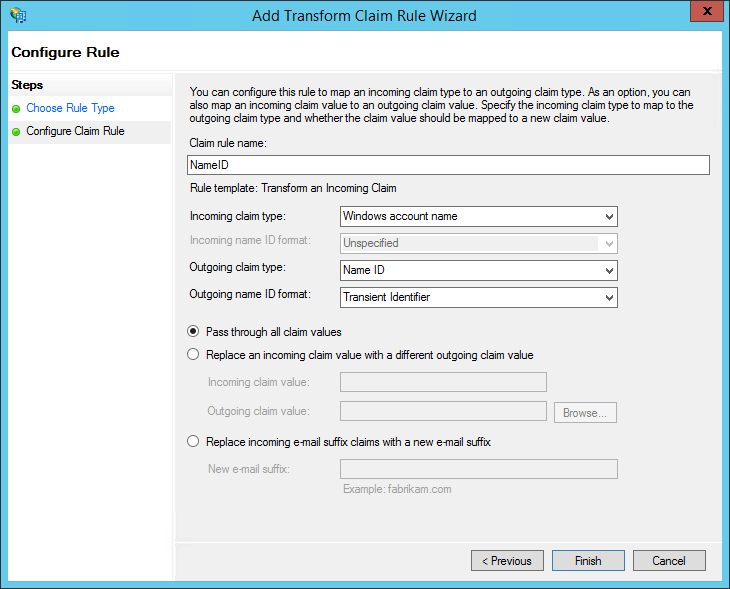 Edit Claim Rules Add Name ID