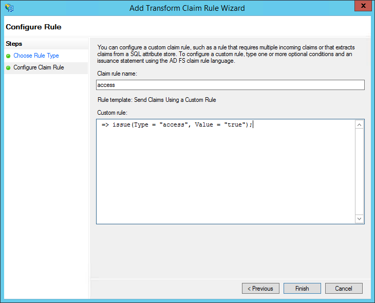 Edit Claim Rules Add Access