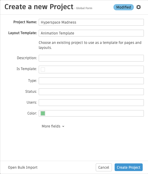 Advanced project form