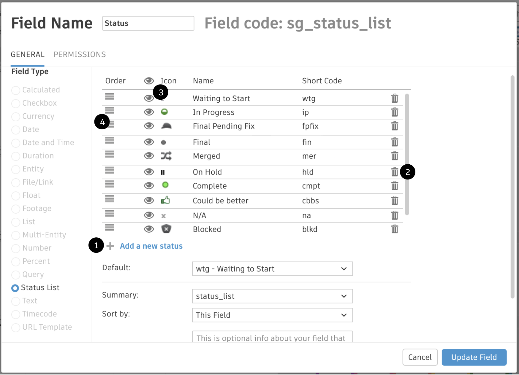 Status Configuration